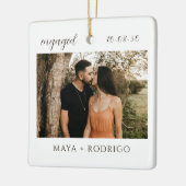 Modern Script Rustic Engagement Photo Keepsake  Keramisch Ornament (Links)