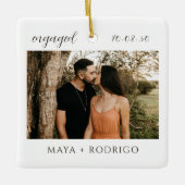 Modern Script Rustic Engagement Photo Keepsake  Keramisch Ornament (Voorkant)
