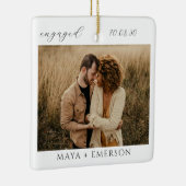 Modern Script Rustic Engagement Photo Keepsake  Keramisch Ornament (Rechts)