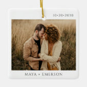 Modern Script Rustic Engagement Photo Keepsake  Keramisch Ornament (Voorkant)