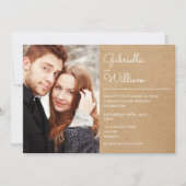 Modern Script Rustic Kraft 2 Foto Huwelijk Kaart (Voorkant)