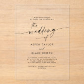 Modern Script Rustieke Boho Elegante Minimal Weddi Acryl Uitnodigingen (Voorkant)