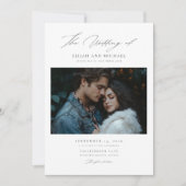 Modern Script Rustieke Elegantie Huwelijksuitnodig Kaart (Voorkant)