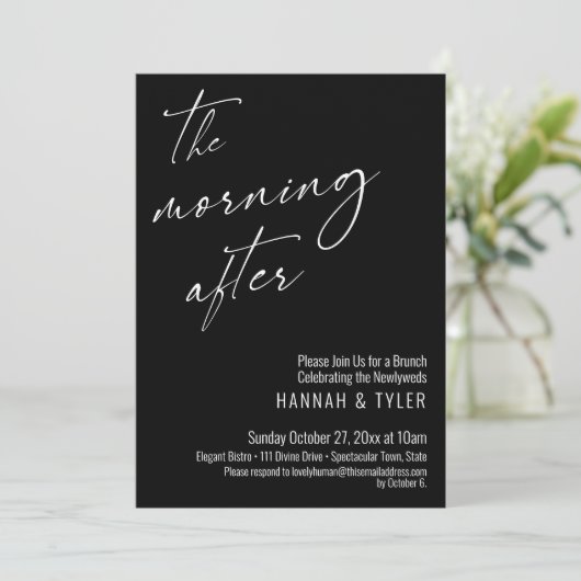 Modern script 's ochtends na Brunch Black Kaart (Staand voorkant)