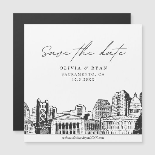 Modern Script Sacramento Sla de datummagneet op (Voorkant / Achterkant)