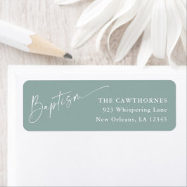 Modern Script Sage Green Doop Retouradres Etiket