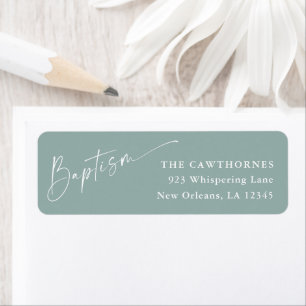 Modern Script Sage Green Doop Retouradres Etiket