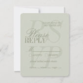 Modern Script Sage Green Formal Wedding RSVP Kaartje (Voorkant)