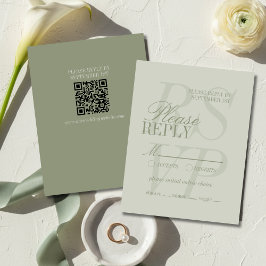 Modern Script Sage Green Formal Wedding  RSVP Kaartje