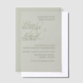 Modern Script Sage Green Formal Wedding Vellum Uitnodigingen (Offset)