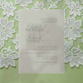 Modern Script Sage Green Formal Wedding Vellum Uitnodigingen