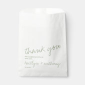 Modern Script Sage Green Minimalistic Wedding Bedankzakje (Voorkant)