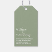 Modern Script Sage Green Minimalistic Wedding Cadeaulabel (Voorkant)