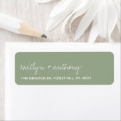 Modern Script Sage Green Minimalistic Wedding Etiket (Insitu)