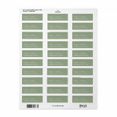 Modern Script Sage Green Minimalistic Wedding Etiket (Full Sheet)