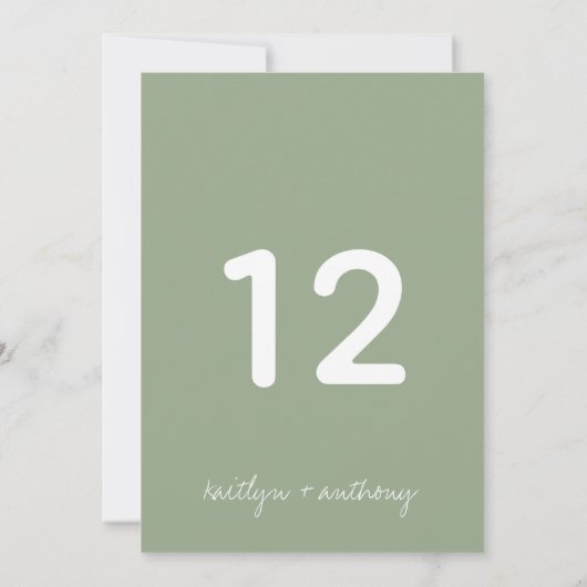Modern Script Sage Green Minimalistic Wedding Kaart (Achterkant)