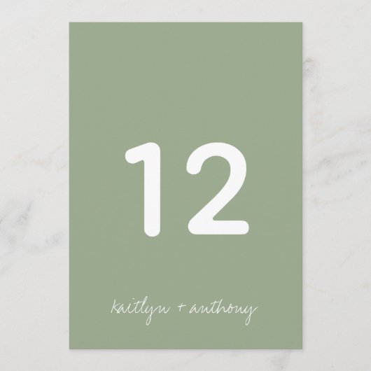 Modern Script Sage Green Minimalistic Wedding Kaart (Voorkant)
