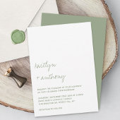 Modern Script Sage Green Minimalistic Wedding Kaart