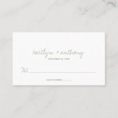 Modern Script Sage Green Minimalistic Wedding Plaatskaartje (Voorkant)