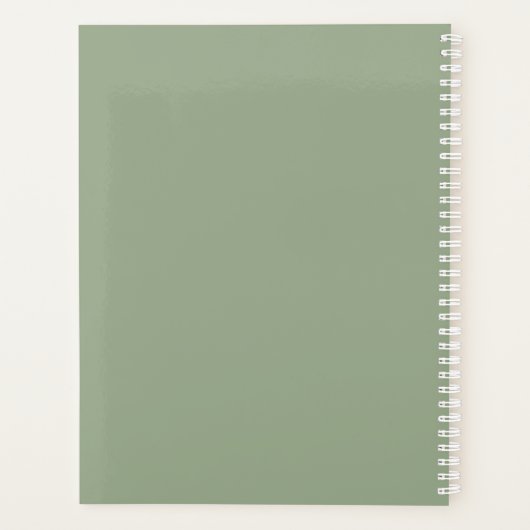 Modern Script Sage Green Minimalistic Wedding Planner (Achterkant)