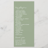 Modern Script Sage Green Minimalistic Wedding Programmakaart (Achterkant)