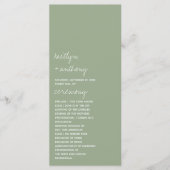 Modern Script Sage Green Minimalistic Wedding Programmakaart (Voorkant)