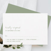 Modern Script Sage Green Minimalistic Wedding RSVP Kaartje