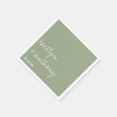Modern Script Sage Green Minimalistic Wedding Servet (Hoek)