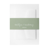 Modern Script Sage Green Minimalistic Wedding Uitnodigingen Wikkel (Voorkant Voorbeeld)