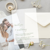 Modern Script Sage Green Minimalistic Wedding Vellum Uitnodigingen