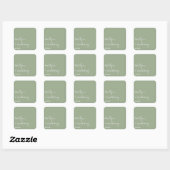 Modern Script Sage Green Minimalistic Wedding Vierkante Sticker (Vel)