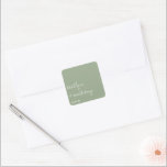 Modern Script Sage Green Minimalistic Wedding Vierkante Sticker<br><div class="desc">Viel in stijl met deze moderne en zeer trendy trouwstickers. Dit ontwerp is gemakkelijk te personaliseren met uw speciale gebeurtenisformulering en uw gasten zullen enthousiast zijn wanneer zij deze geweldige stickers ontvangen. Overeenkomende objecten zijn te vinden in het collectie.</div>