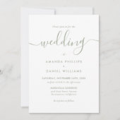 Modern Script Sage Green Photo Wedding Kaart (Voorkant)