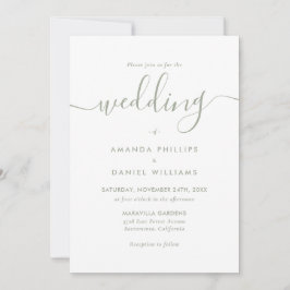 Modern Script Sage Green Photo Wedding Kaart