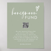 Modern Script Sage Green QR Bruiloft Huwelijksreis Poster (Voorkant)