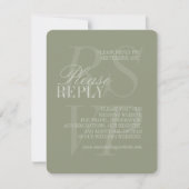 Modern Script Sage Green QR Formal Wedding RSVP Kaartje (Voorkant)