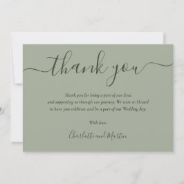 Modern Script Sage Green Wedding Bedankkaart