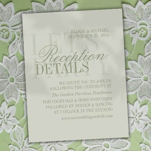Modern Script Sage Green Wedding Details Informatiekaartje
