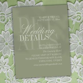 Modern Script Sage Green Wedding Details QR Informatiekaartje