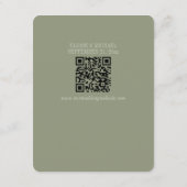 Modern Script Sage Green Wedding Details QR Informatiekaartje (Achterkant)
