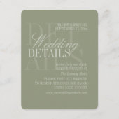 Modern Script Sage Green Wedding Details QR Informatiekaartje (Voorkant)