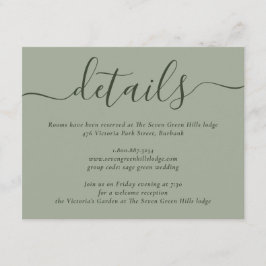 Modern Script Sage Green Wedding Informatiekaartje
