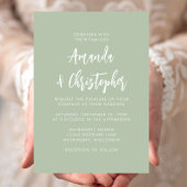 Modern Script Sage Green Wedding Kaart