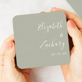 Modern Script Sage Green Wedding Kartonnen Onderzetters