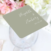Modern Script Sage Green Wedding Kartonnen Onderzetters