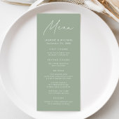 Modern Script Sage Green Wedding Menu