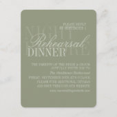 Modern Script Sage Green Wedding Rehearsal Informatiekaartje (Voorkant)