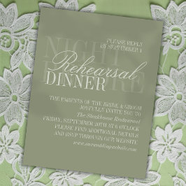 Modern Script Sage Green Wedding Rehearsal Informatiekaartje