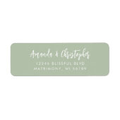 Modern Script Sage Green Wedding Retouradres Etiket (Voorkant)