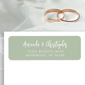 Modern Script Sage Green Wedding Retouradres Etiket